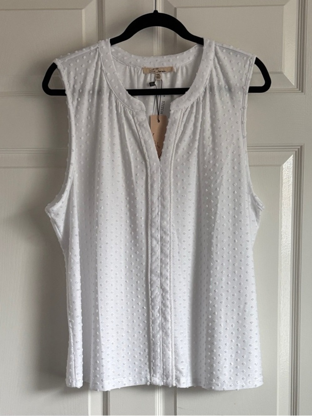 White Swiss Dot Sleeveless Blouse - Lightweight Women's Top
